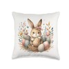 Cute Pink Easter Bunny Throw Pillow