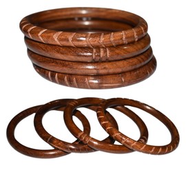 Handmade Bangl,Artisan Wood Bangle,Premium Quality Wooden Bangle. (Shesham Cutter Full Round 4 Pcs)
