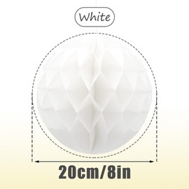 Yosawa 8PCS Honeycomb Flower Balls Tissue Paper Flower Balls Hanging Tissue Paper Honeycomb Balls for Birthday Wedding Party Decoration(ZQ/White)