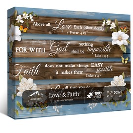 Christian Bible Puzzles for Adults, PICKFORU Jesus Religious Jigsaw Puzzles 1000 Pieces, Love & Faith Puzzle, Challenging Impossible Inspirational Quote Theme as Wall Decor