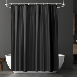 URAQT Shower Curtain, Anti-Mould, Waterproof, Quick-Drying Shower Curtains, Washable PEVA Shower Curtains, 180 x 180 cm with 12 Shower Curtain Rings, Bathtub Shower Curtain, Metal Buttonhole (Black)