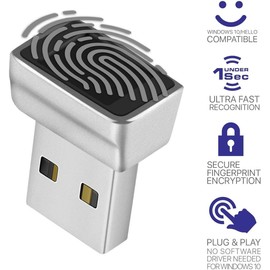 TNP Nano USB Fingerprint Reader for Windows 10/11 Hello - Security Key Biometric Scanner Sensor Dongle Module For Instant Acess, Password-free Login, Sign-in, Lock, Unlock PC & Laptops