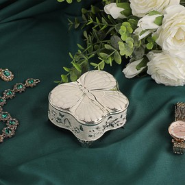 TOLIDA Small Metal Jewellery Boxes, Hand-Painted Enamelled Jewellery Box, Luxury Jewellery Box, Storage Box for Earrings, Necklaces, Ring as Wedding Gift, Decoration, Butterfly Design (M)