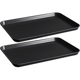 Black Steel Mayo Instrument Work Trays, 24 Gauge, Set of 2, 21.5" x 15.75" with 1" Lip
