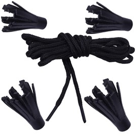 Scottish Ghillie Brogue Laces, Black Cotton, with Tassels (Black, Only Tassels)