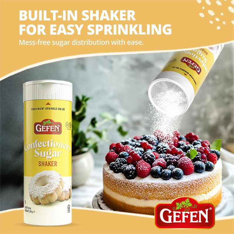 Gefen Confectioners Sugar Shaker, 8.8oz (2 Pack) | Powdered Sugar