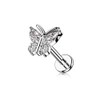 Pierced Owl 16GA 316L Stainless Steel CZ Crystal Butterfly Internally