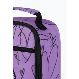 hype Unisex Lunch Box, Purple with Pink Iconic Glitter Scribble Hearts, School Bag for Kids, Stylish Lunch Bag with Bottle Holder, 3 Storage Compartments, Inside Thermal Lining & Grab Handle