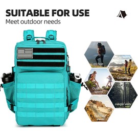 Lovelinks21 - Mochila táctica de asalto de 45 L, paquete de 3 días con mochila impermeable Molle para mochilas tácticas
