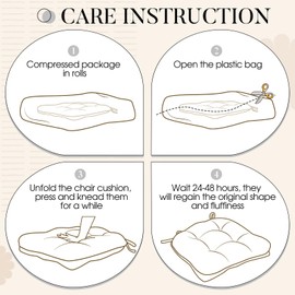 Basic Beyond Chair Cushions for Dining Chairs 4 Pack, Memory Foam Chair Cushion with Ties and Non Slip Backing, 15.5 x 15.5 inches Tufted Chair Pads for Dining Chairs(Light Grey)