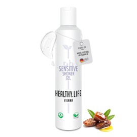 HEALTHY.LIFE VIENNA Sensitive Shower Gel 200 ml - Mild Shower Gel with Jojoba Oil for Sensitive Skin - Preserves Moisture, pH Value and Provides a Velvety Soft Skin Feeling Without Sensation of