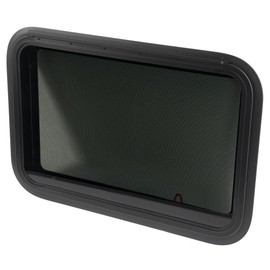 HECASA 30" x 20" RV Emergency Exit Window w/Trim Ring & Screen Tinted Glass Side Window with Screen & Trim Kit Push Out Egress for Cargo, Camper, Horse Trailer Aluminium Tempered Glass Plastic Rubber