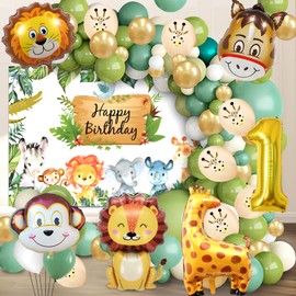 Jungle Decoration Birthday 1 Year, Forest Animals Children's Birthday Balloons 80 Pieces, Animal Balloons Birthday Boy Girl, Safari Jungle Party Decoration, Wild One First Decoration 1 Birthday
