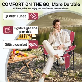 XMT Premium Padded Folding Chair, Extra Wide & Heavy Duty 450lbs Capacity, Portable Camping Chair with Insulated Cooler, Cup Holder & Storage, Compact Foldable for Outdoor, Beach, Picnics