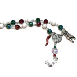 Italian Auto/Car Rosary With Red Horn & Mano Cornuto