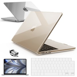 IBENZER Compatible with New 2024 2023 MacBook Air 15 inch case M3 A3114 M2 A2941, Hardshell Case & KeyboardCover & ScreenFilm & Type-C Adapter for Mac Air 15.3" Touch ID, Crystal Clear, AT15-CYCL+2TC