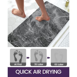 DEXI Bath Rug-Rubber Non-Slip Quick Dry Bathroom Rugs, Super Absorbent Thin Bath Mat, Washable Bathroom Floor Mats for in Front of Bathtub, Shower Room, Sink, 17"x43", Dark Grey