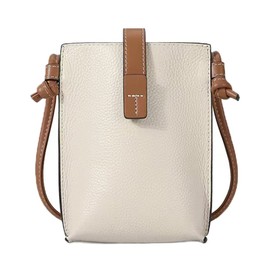 LEOLEO Shoulder Bag, Genuine Leather, Adjustable Length, Smartphone Pouch, Women's, Shoulder Bag, Smartphone Pochette, Mobile Pouch, Cross-body, Vertical, Simple, white (off-white)