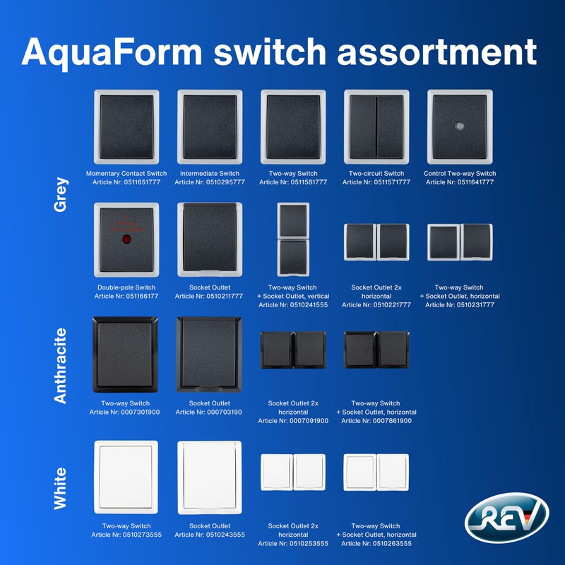 REV 0511641777 AquaForm Control Switch for Wet Rooms, IP44, 1-Pole,