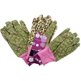 HAWK Ladies Size Multi-Color Floral Pattern Gardening Gloves with Knit Wrist : (Pack of 4 Pairs) - 7200G/LD-KW