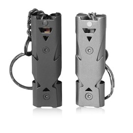 XPEX 2 Pcs Signal Whistles, 150 Decibel High Decibel Stainless Steel Whistle and Keychain for Mountain Survival Emergency Sports, Outdoor Camping, Fishing, Hiking and Hunting