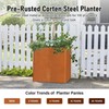 Cor-Ten Steel Large Square Planter Box 20"x20"x21", Heavy Duty Planter