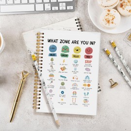 MOFUYU Mental Health Journal, What Emotion Are You In Mood Tracker Journal for Teens and Girls, Guided Notebook for Mental Health Gifts, Self Care & Reflection Spiral Notebook 5.5x8.3