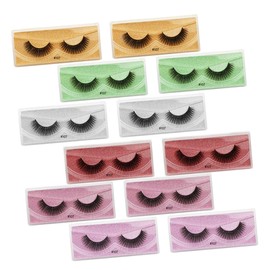 WOONEKY 12pairs Vivid Decorative Dense False Eyelashes for Makeup Natural Look Easy to Apply Suitable for Personal and Professional Use Set with Yellow Green Purple Silver Pink