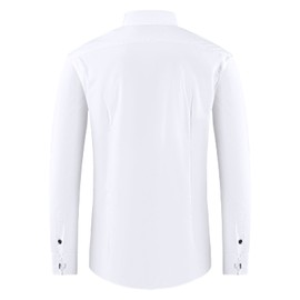 FAHIZO Men's White Dress Shirt French Cuffs with Cufflinks and Necktie, Black Necktie-XL