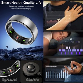 findtime Smart Ring Heart Rate Monitor Sleep Tracker Blood Oxygen Monitor Fitness Tracker Step Counter Calories Gesture Control Waterproof Health Smart Rings for Men Women Wireless Charging