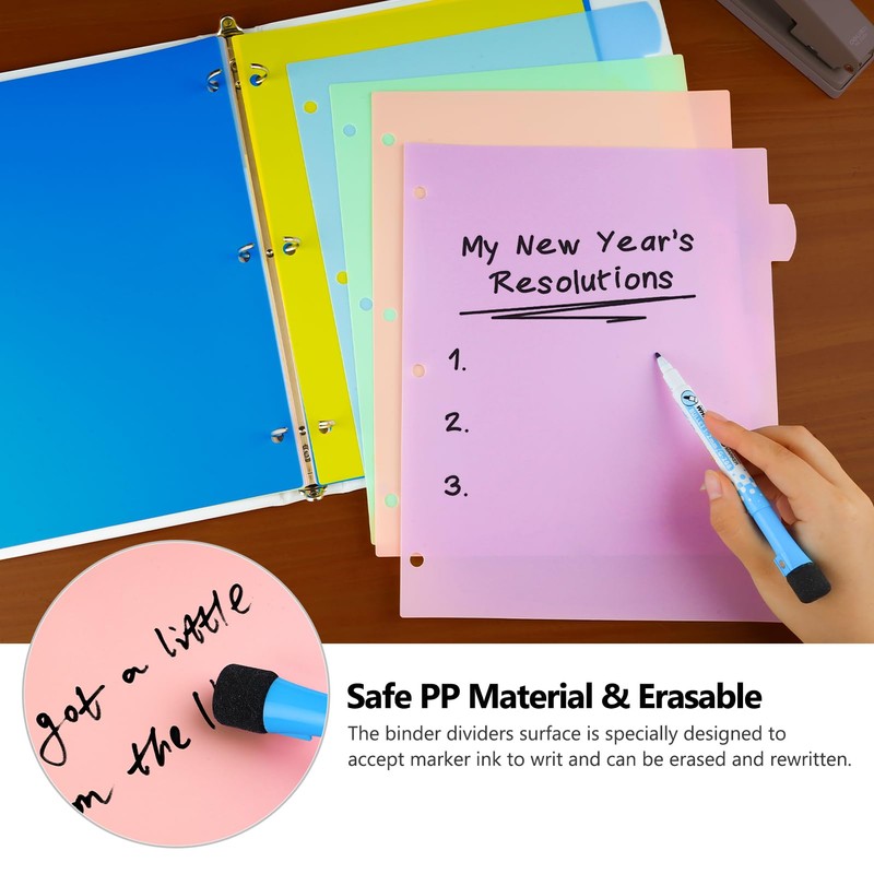 HABGP 16Pcs/2 Set 3 Ring Binder Dividers with Tabs, 8