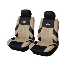 Car Seat Cover for 2/5 Seats Universal, Fabric Car Front & Rear Seat Protector, with Tire Track Details, Suitable for Most Auto Truck Van SUV, Airbag Compatible, Car Interior Accessories:_BLACK - Front