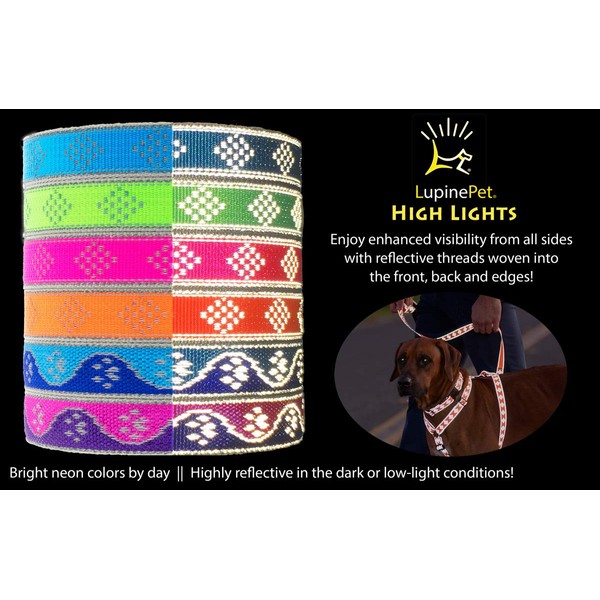 Lupine Reflective Small Dog Collar 1/2" wide Pink Paws Adjusts