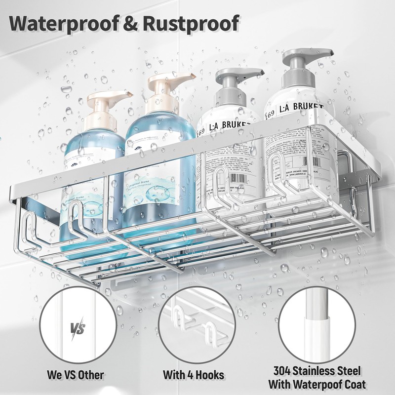 Liuoud 10 Pack Shower Caddy for Inside Shower Silver Bathroom