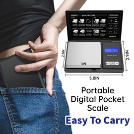 Hiinny Gram Scale Digital Pocket Scale 200g/0.01g High Precision Small Jewelry Scale Mini,Weed,Coin,Gold,Portable Travel Food,Gram and Oz,with 20g Calibration Weight