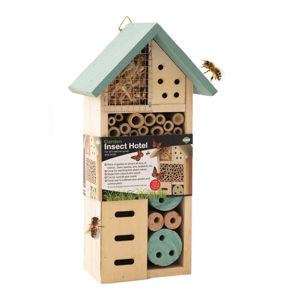 ADEPTNA Wooden Garden Insect Hotel for all Creatures Great and Small - Nest Home for Bees Beetles Ants Ladybirds and all Sorts of Insects (SMALL INSECT HOTEL)