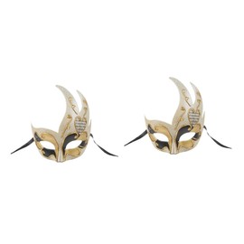 ABOOFAN 2pcs Masquerade Masks for Men Venice Flame Style Half Face Creative Mask Black Plastic for Ball