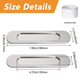 MOROBOR 18CM Self-Stick Oval Sliding Door Pulls, 2pcs Brushed Steel Aluminum Alloy Flush Pull Punch-Free Handle for Sliding Barn Door Windows Cabinets