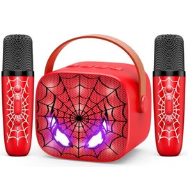 Mini Karaoke Machine Toys Gifts: Kids Toys Birthday Gifts for 4 5 6 7 8 9 Years Old Girl Boy LED Portable Bluetooth Speaker with 2 Wireless Microphone Girl Gift Age 3-12+