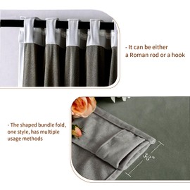 YADEEDY 100% Blackout Curtains for Bedroom,Velvet Window Curtain (2 Panels Set) Curtains & Drapes Sheer Back Tab Curtains Panel for Bedroom, Living Room, and Kitchen (Grey, 52" W x 84" L)
