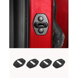 Savadicar 4-Piece Door Lock Strike Trim Cover for 2021-Present Ford F150 Bronco & Bronco Sport, Black Door Latch Plate Overlay Accents, Interior Decorative Accessories