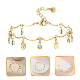SAFIGLE Life Tree Pendant Anklet Chain Women's Foot Bracelet Gold Plated Ankle Jewelry for Occasions