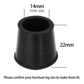 Zinkebol 4 PCS Black Round Rubber Chair Leg Caps Tips, Vinyl Rubber End Kits, Soft Touch Table Feet Cover, Anti Slip Floor Protector, 9/16 inch (14mm)