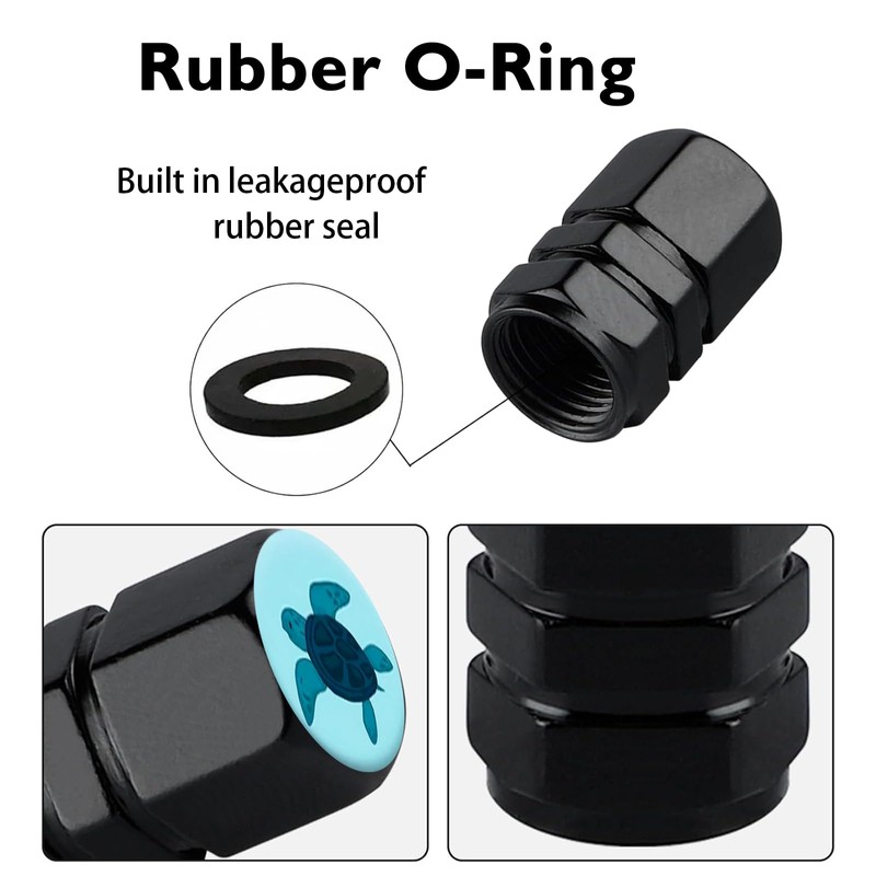 Tire Valve Stem Caps Turtle Car Accessories 4-Pack-Aluminum Alloy Rust-Proof