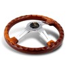 Up_Gear_Performance Universal 350MM 6-Hole Class Dark Wood Grip Chrome 3-Spoke