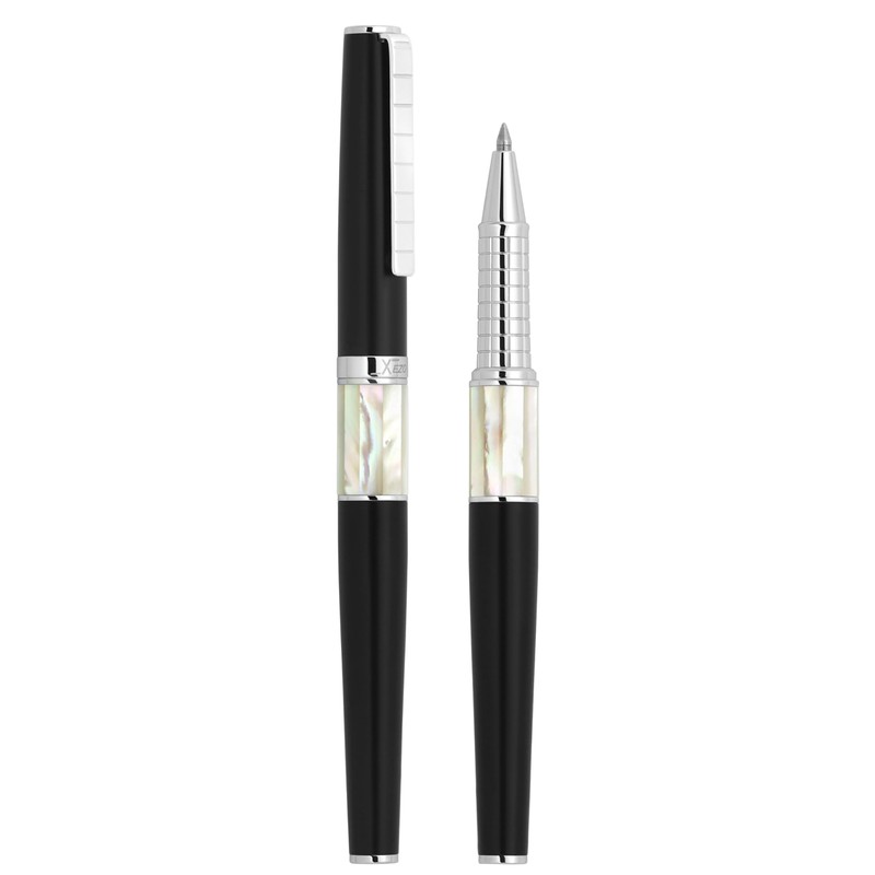 Xezo Speed Master Fine Rollerball Pen, Matte Black with White