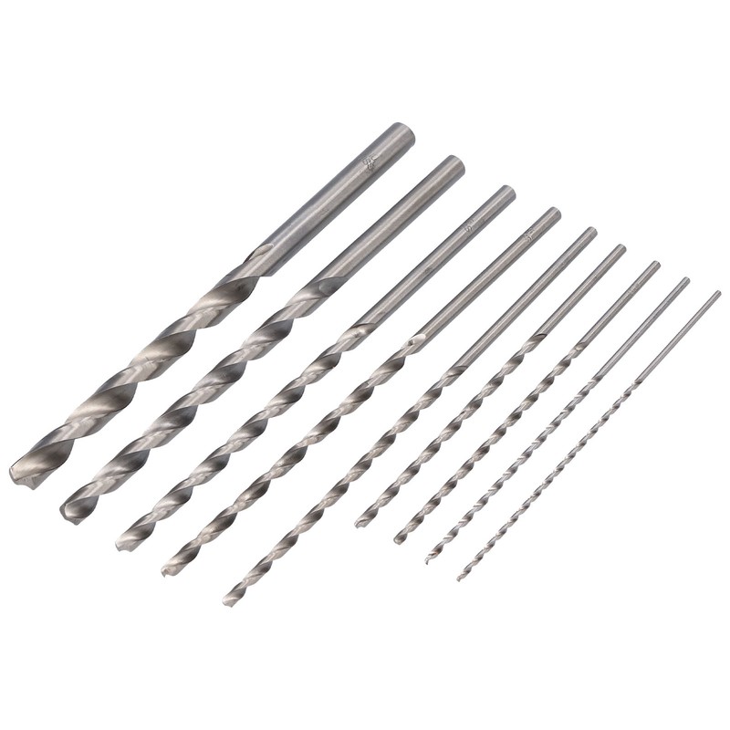 9Pcs Twist Drill Bit Extra Long High Speed Steel Drilling