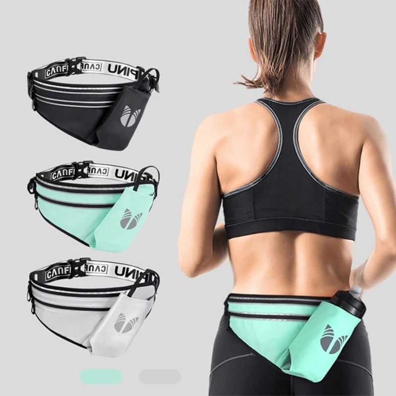 MOSU Riñonera para Correr, Cinturón de Hidratación Impermeable con Portabotellas,