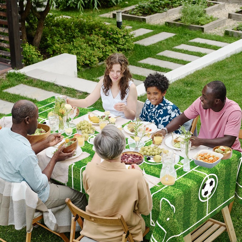 WNINK 2 Pack Plastic Tablecloth - Soccer Party Decorations -