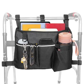 TONINT Large Walker Bag with Water Cup Holder,Walker Basket,Walker Accessories,Walker Bags For Folding Walker,Walker Bags For Seniors,Bag For Walker,Foldable Walker Storage Bag,Side Walker Bag